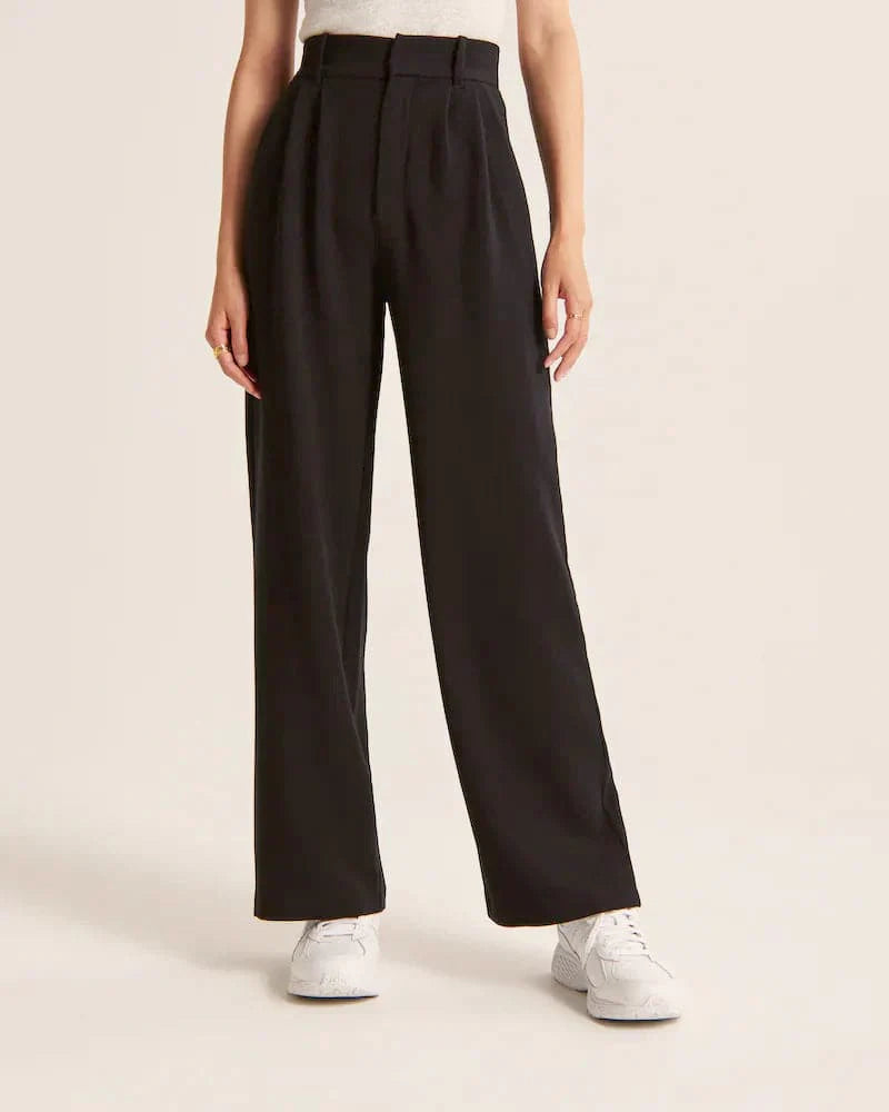 Dame Bukser - Højtaljet Wide-Leg - Komfortabelt Letvægtsstof - Elegant Pasform