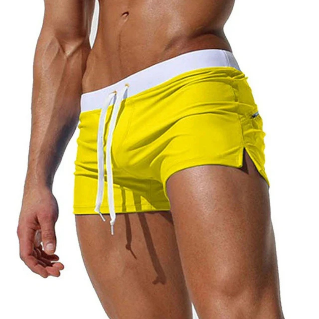 Men's Swim Shorts – Slim Fit – Short Length – Lightweight and Breathable – Adjustable Waist