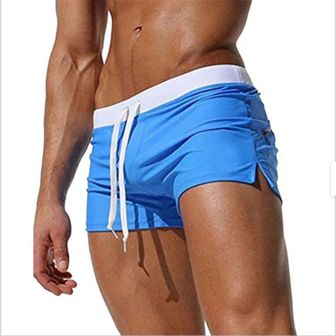 Men's Swim Shorts – Slim Fit – Short Length – Lightweight and Breathable – Adjustable Waist
