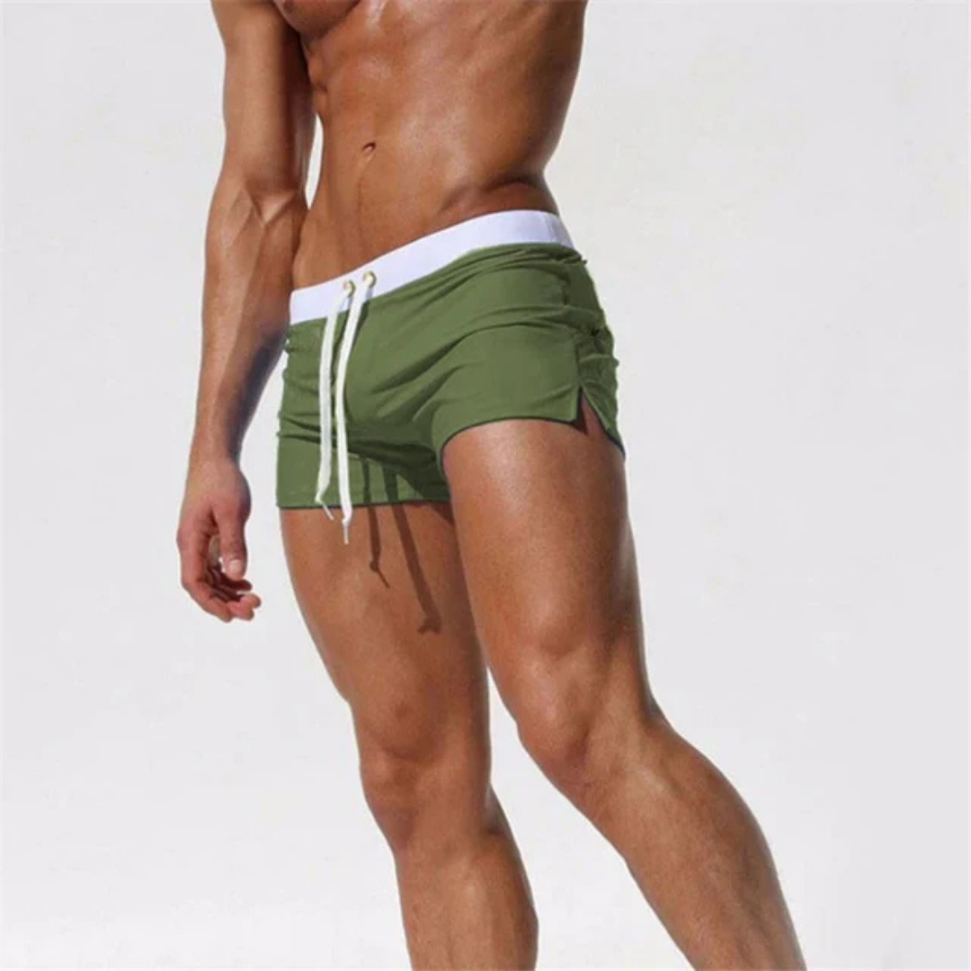 Men's Swim Shorts – Slim Fit – Short Length – Lightweight and Breathable – Adjustable Waist