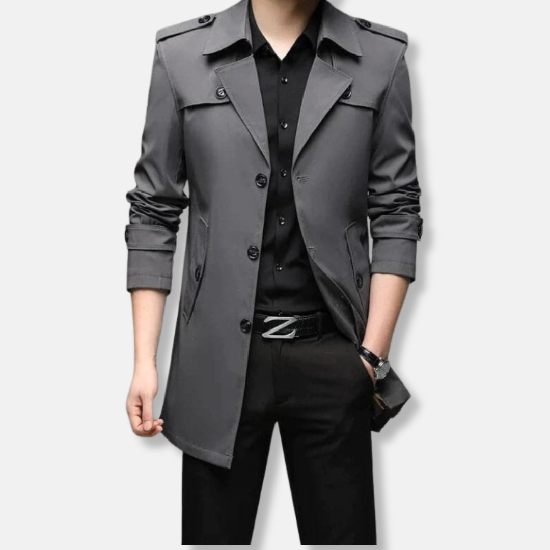 George Slim Fit Trench Coat | Button Front Epaulets Coat