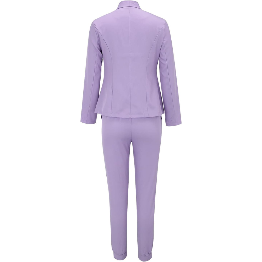 Women's Blazer Set - Tailored Fit - Notch Lapel - Ankle-Length Slim Fit Trousers