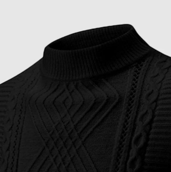 Men's Sweater – Cable Knit Pattern – Turtleneck – Soft and Comfortable Fit