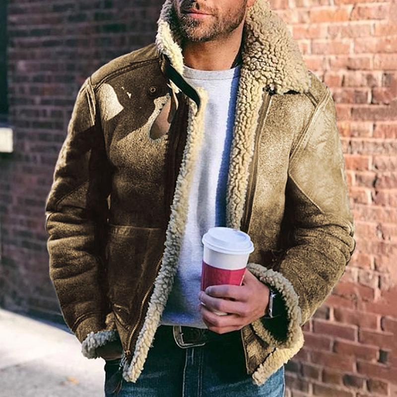 Men's Aviator Jacket - Genuine Leather - Shearling Lined - Warm and Classic Design