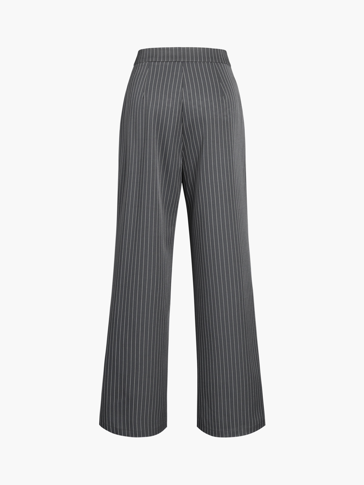 Women's Pants - High-Waisted Wide Leg - Classic Striped Design - Elegant Look