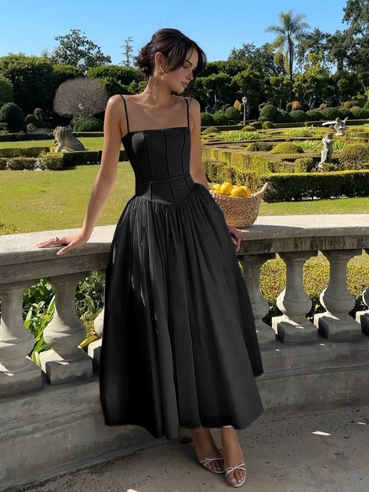 Dress for Women – Elegant A-line – Spaghetti Straps – Fitted Bodice in Luxury Fabric