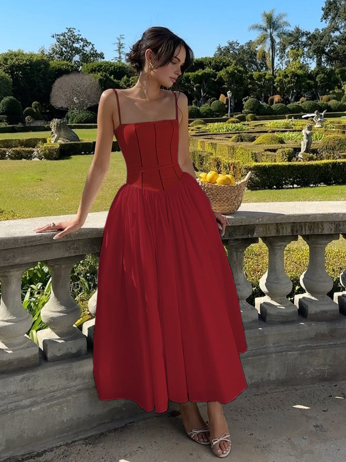 Dress for Women – Elegant A-line – Spaghetti Straps – Fitted Bodice in Luxury Fabric