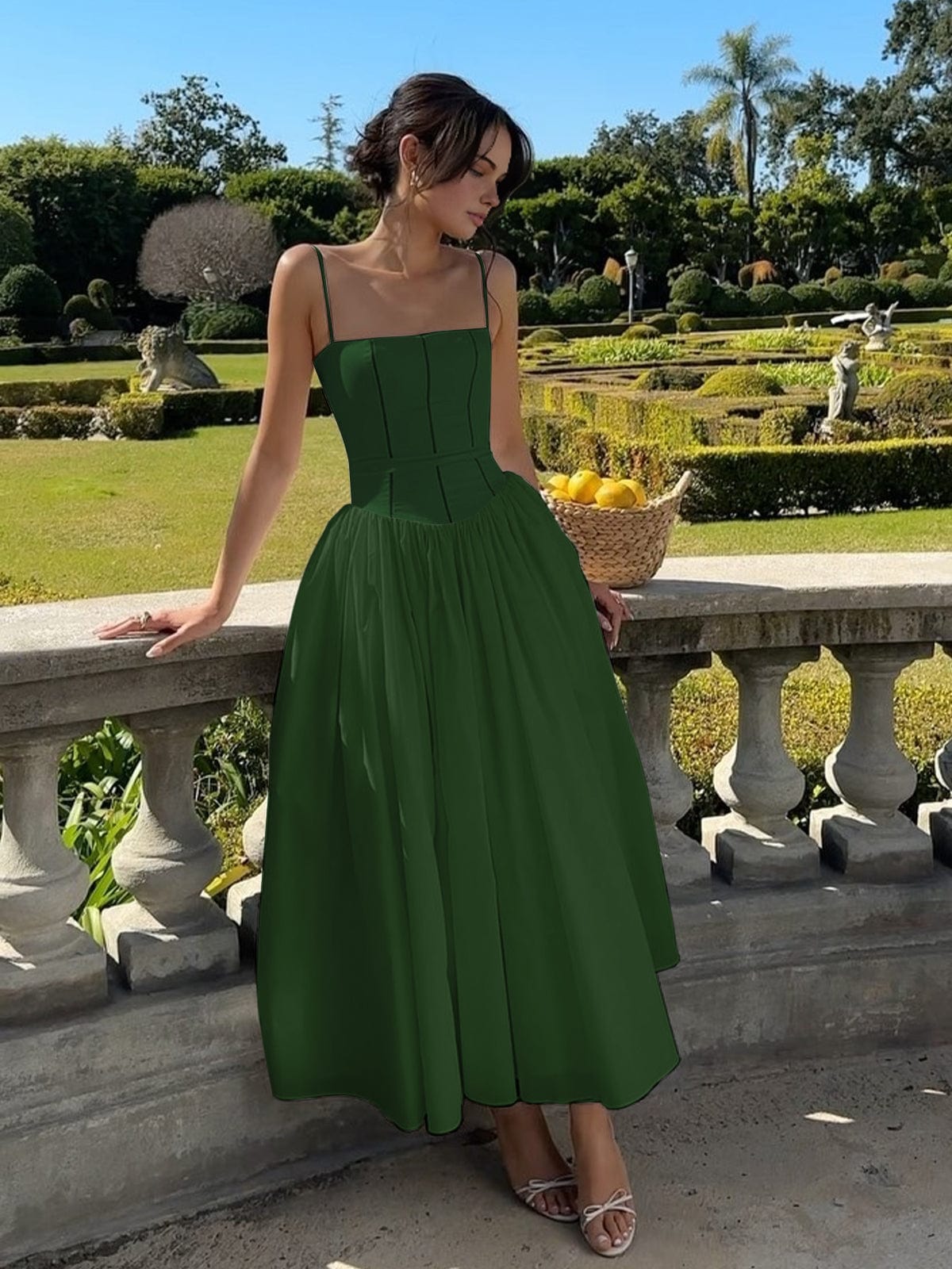 Dress for Women – Elegant A-line – Spaghetti Straps – Fitted Bodice in Luxury Fabric