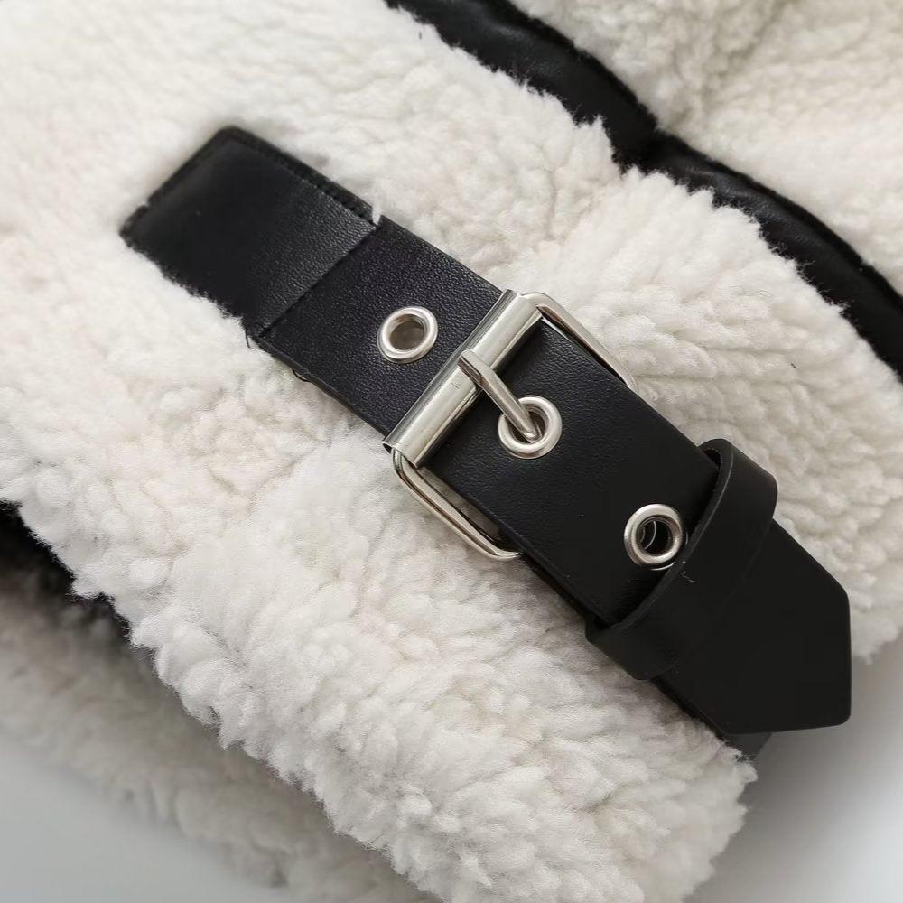 Eleanor Oversized Sherpa Bomber Jacket | Collared Zip Front Jacket