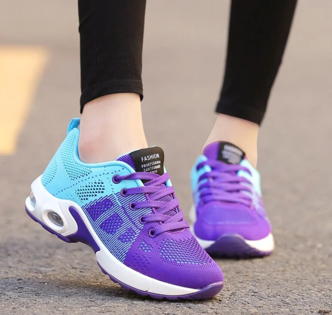 Dame Sneakers - Åndbart Mesh - Stødabsorberende Sål - Snørelukning Komfort Fit