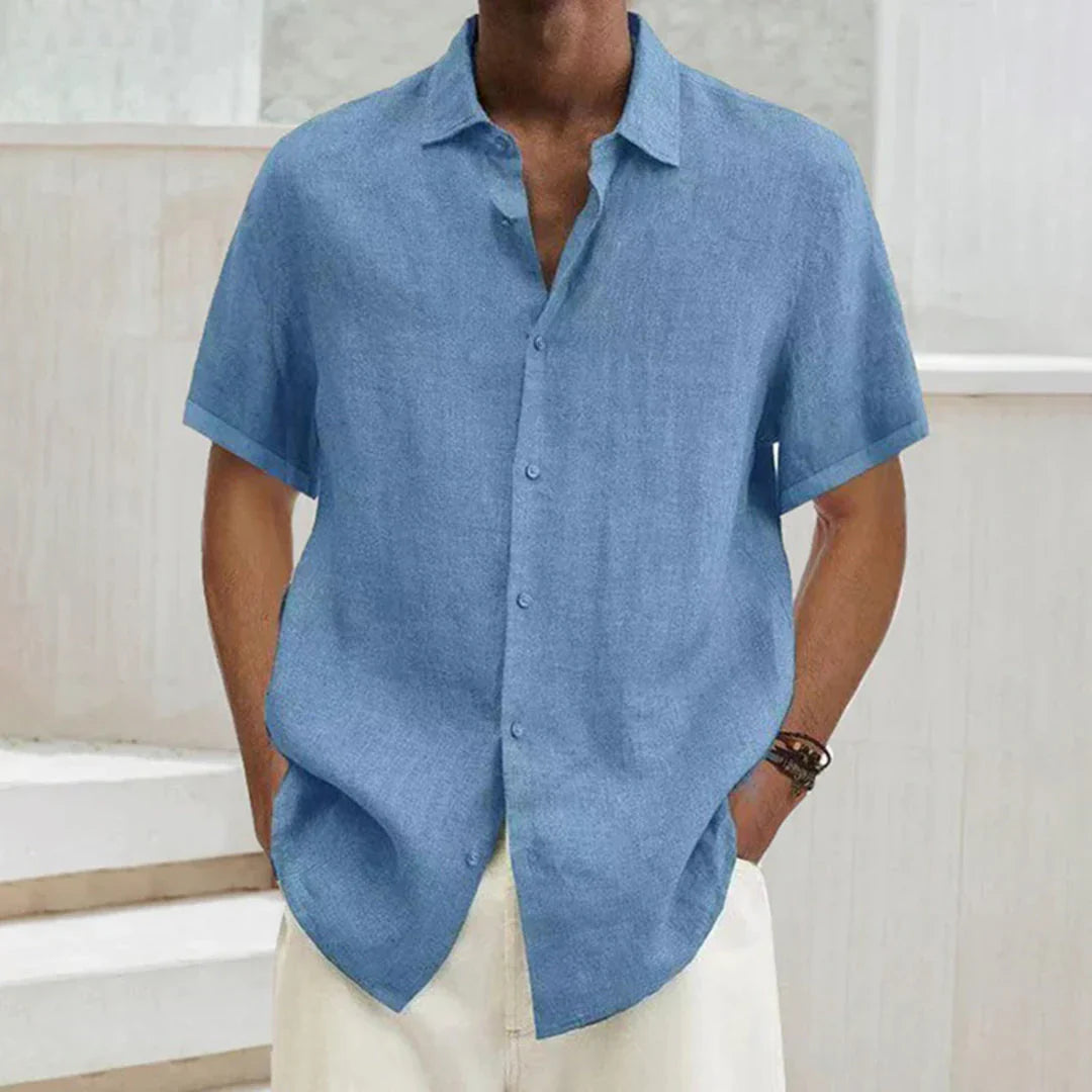 Men's Shirt – Relaxed Fit – Button Closure – Short Sleeve – Light and Breathable