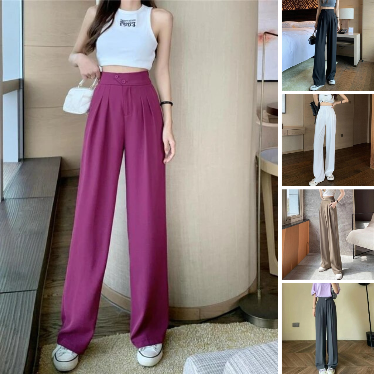 Women Pants - High Waist - Wide Legs - Elegant and Comfortable Fit
