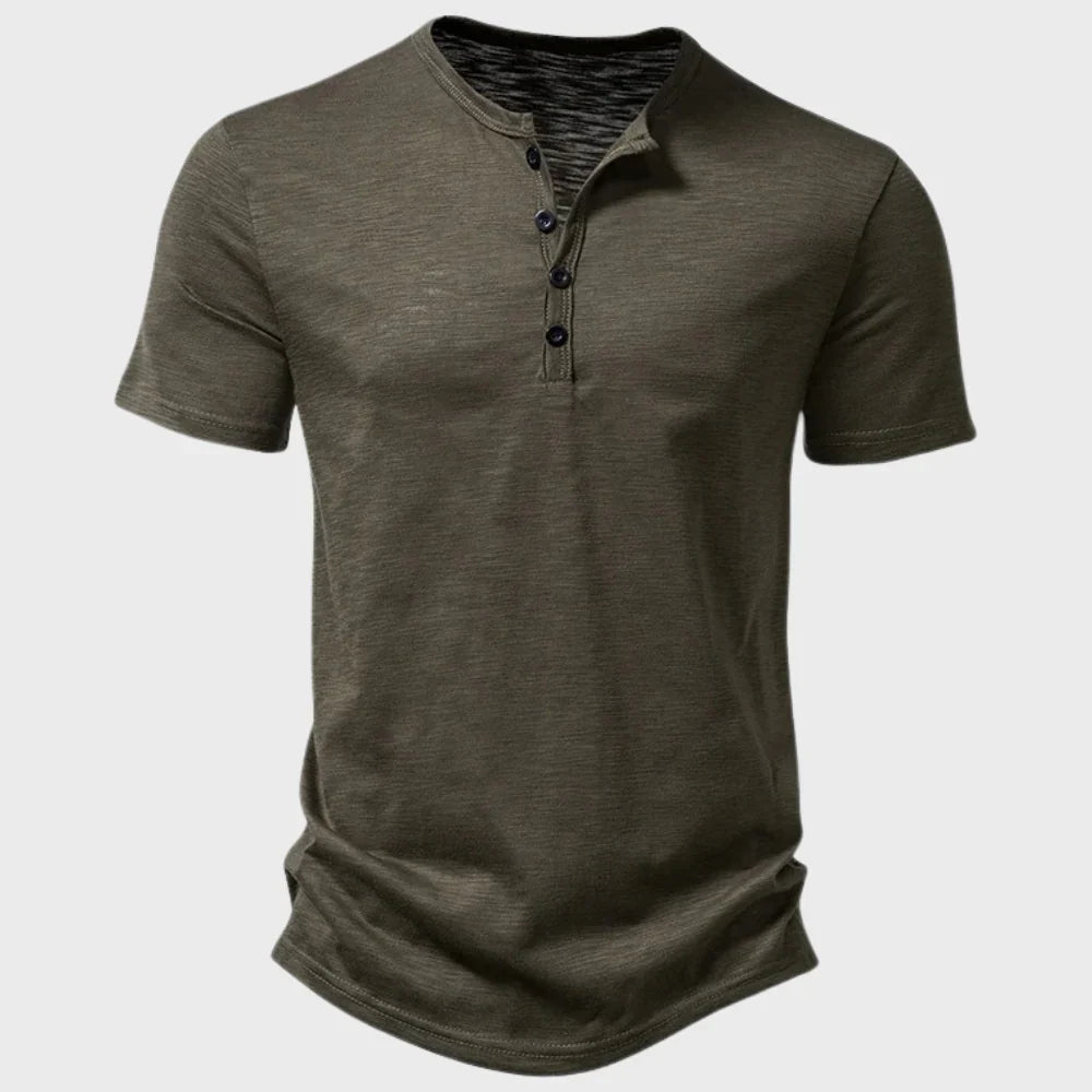 Men's T-shirt – Soft Knit – Regular Fit – Henley Neck – Short Sleeve For Everyday