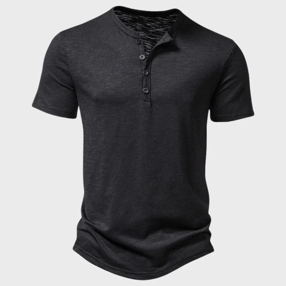 Men's T-shirt – Soft Knit – Regular Fit – Henley Neck – Short Sleeve For Everyday