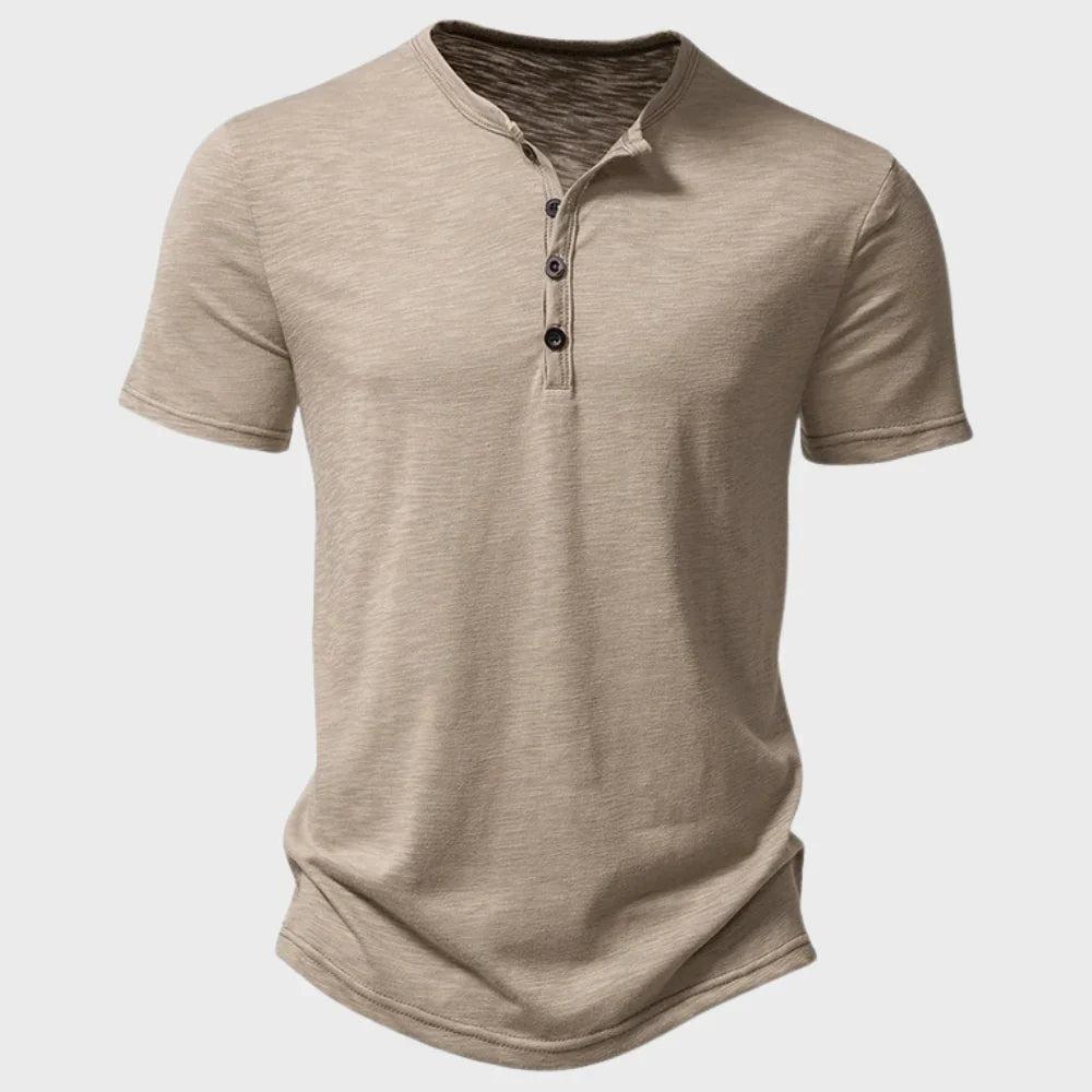 Men's T-shirt – Soft Knit – Regular Fit – Henley Neck – Short Sleeve For Everyday