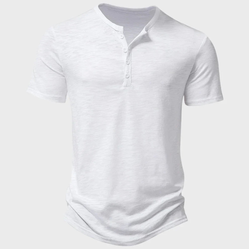 Men's T-shirt – Soft Knit – Regular Fit – Henley Neck – Short Sleeve For Everyday