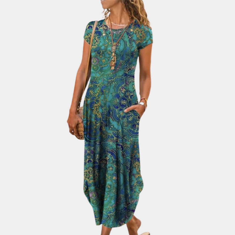 Women's Midi Dress – Relaxed Fit – Short Sleeves – Light and Breathable Comfort