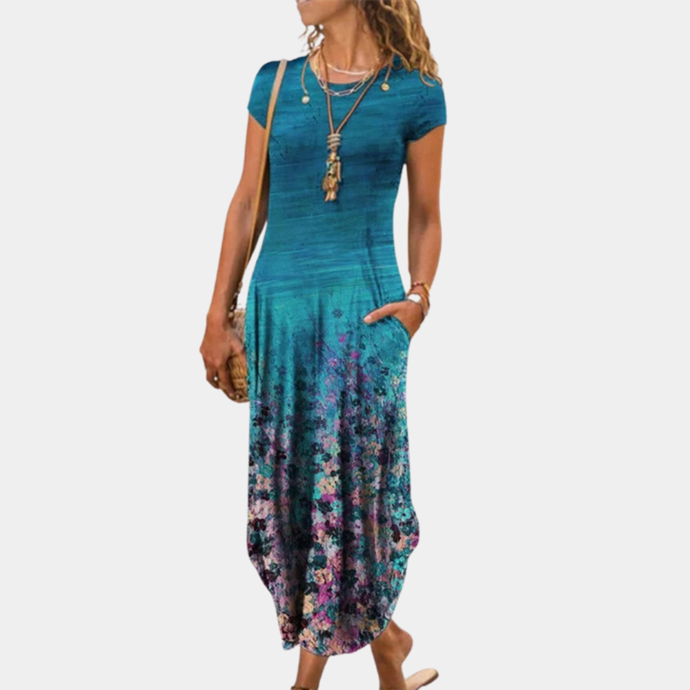 Women's Midi Dress – Relaxed Fit – Short Sleeves – Light and Breathable Comfort