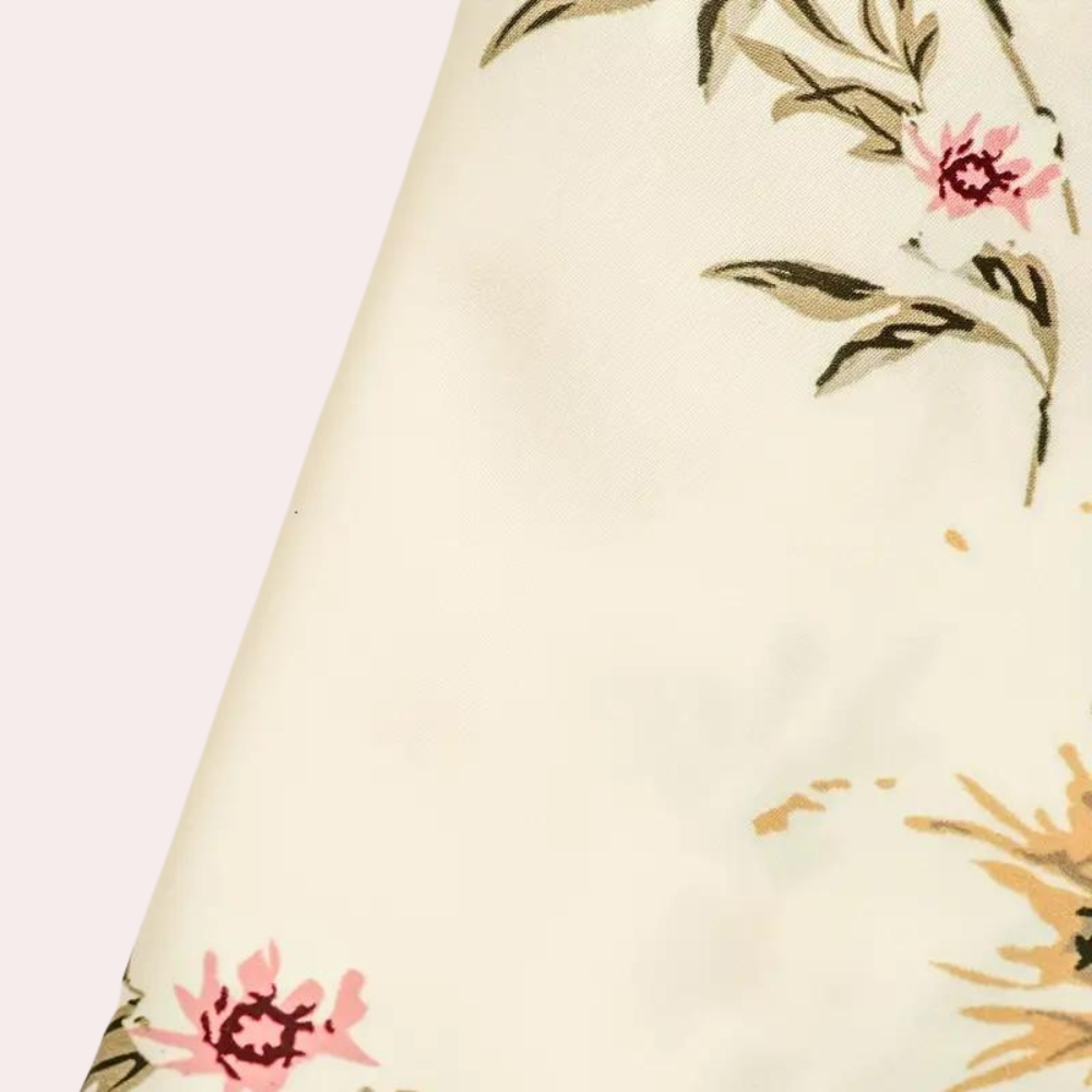 Dame Maxi Kjole - Blomsterprint - A-linje - Pufærmer - Rund hals - Elegant og Luftig