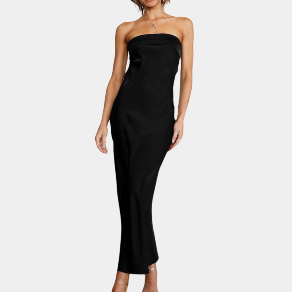Kvinder Galla Kjole - Stropløs - Lang - Elegant Satin Look