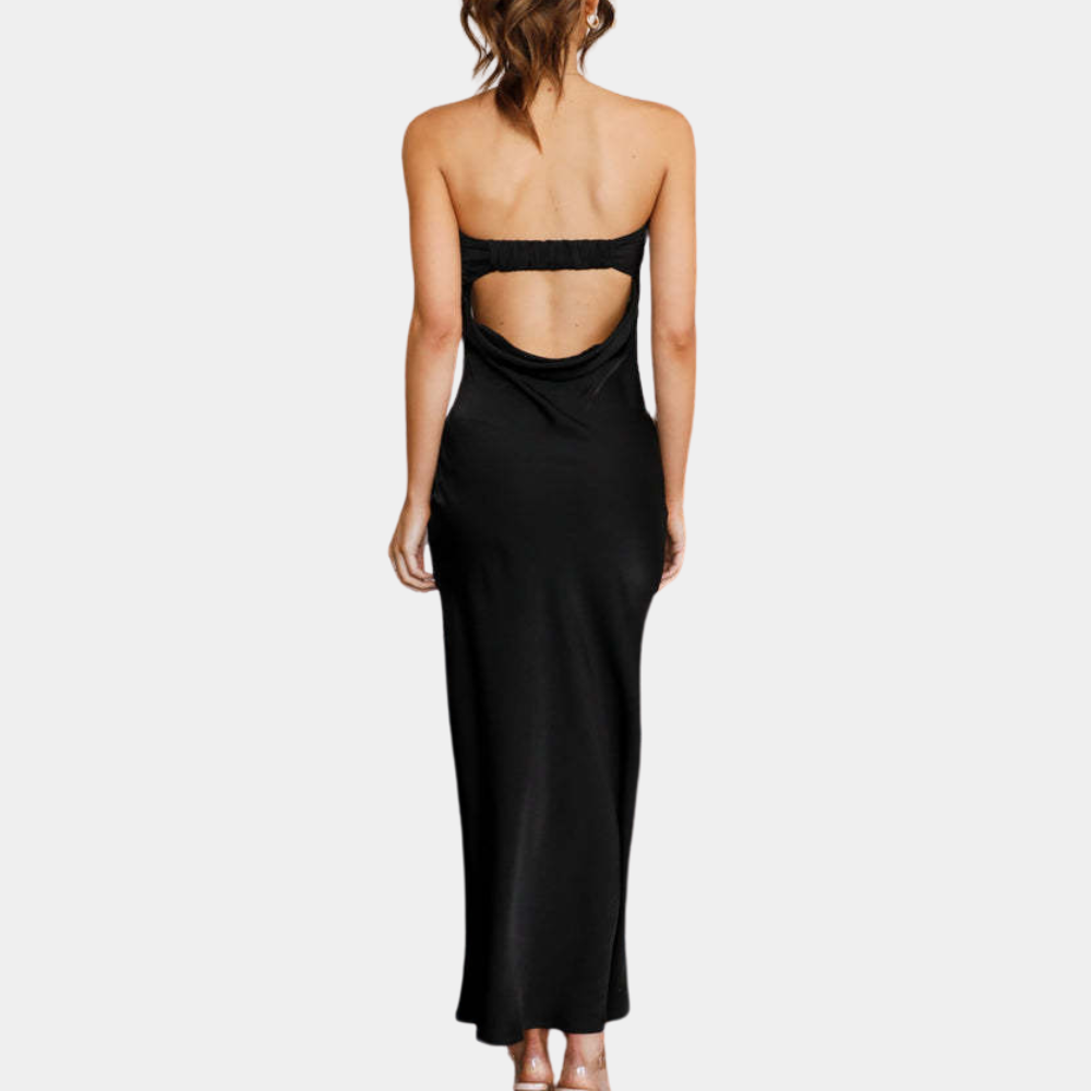 Kvinder Galla Kjole - Stropløs - Lang - Elegant Satin Look