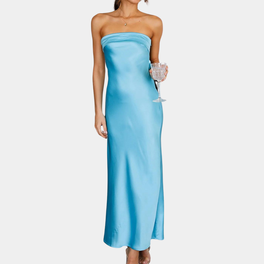 Kvinder Galla Kjole - Stropløs - Lang - Elegant Satin Look
