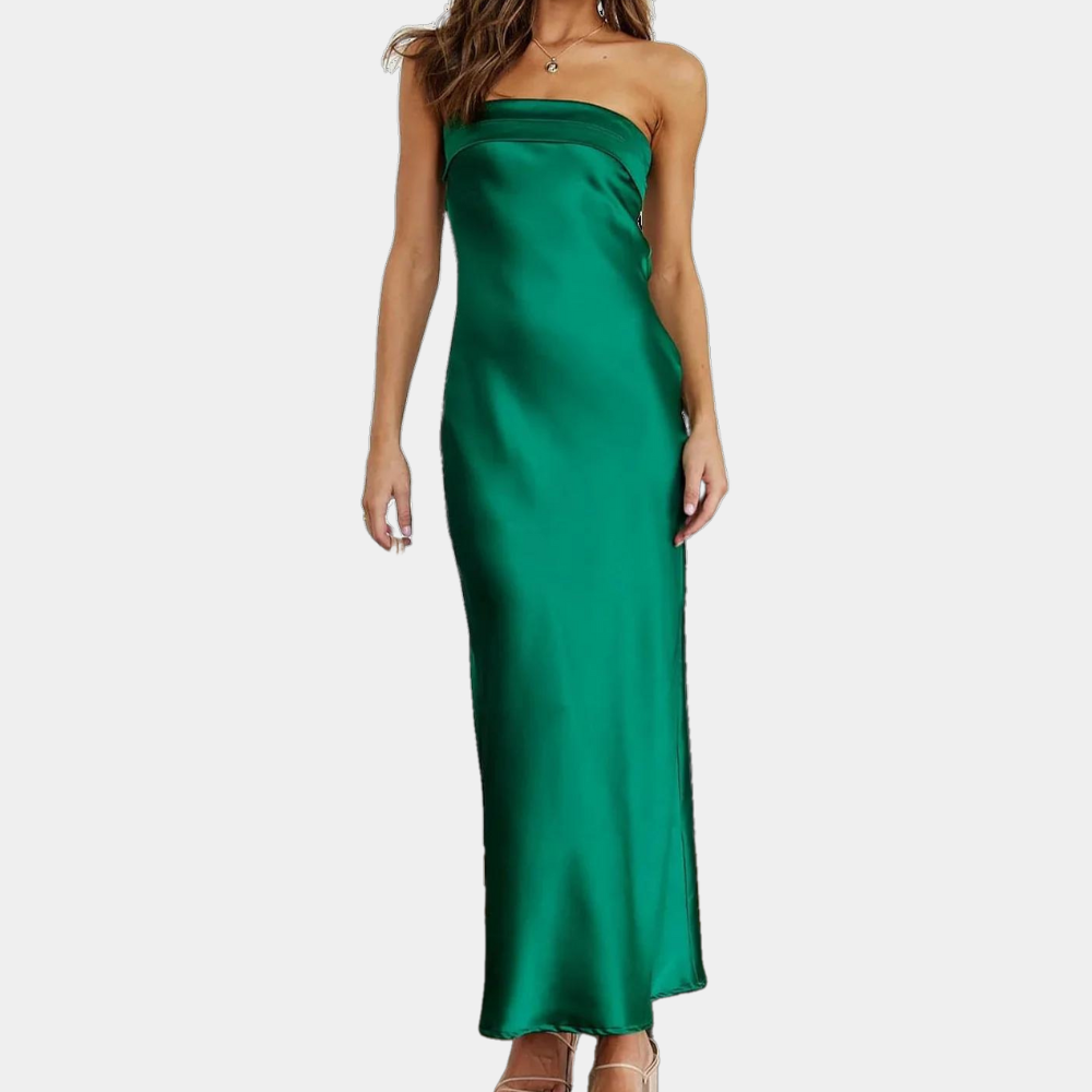 Kvinder Galla Kjole - Stropløs - Lang - Elegant Satin Look