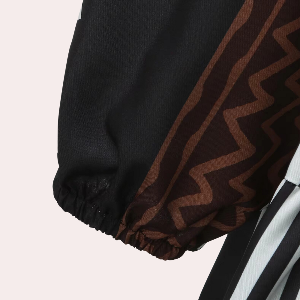 Dame Kjole - A-formet Pasform - V-hals - 3/4 Ærmer - Geometrisk Mønster - Casual Look