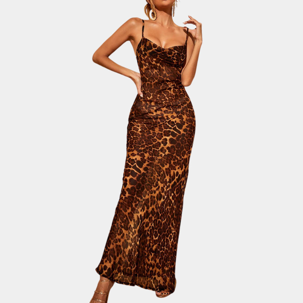 Dame Maxi Kjole - Cowl Neck - Spaghettistropper - Elegant Aftenkjole
