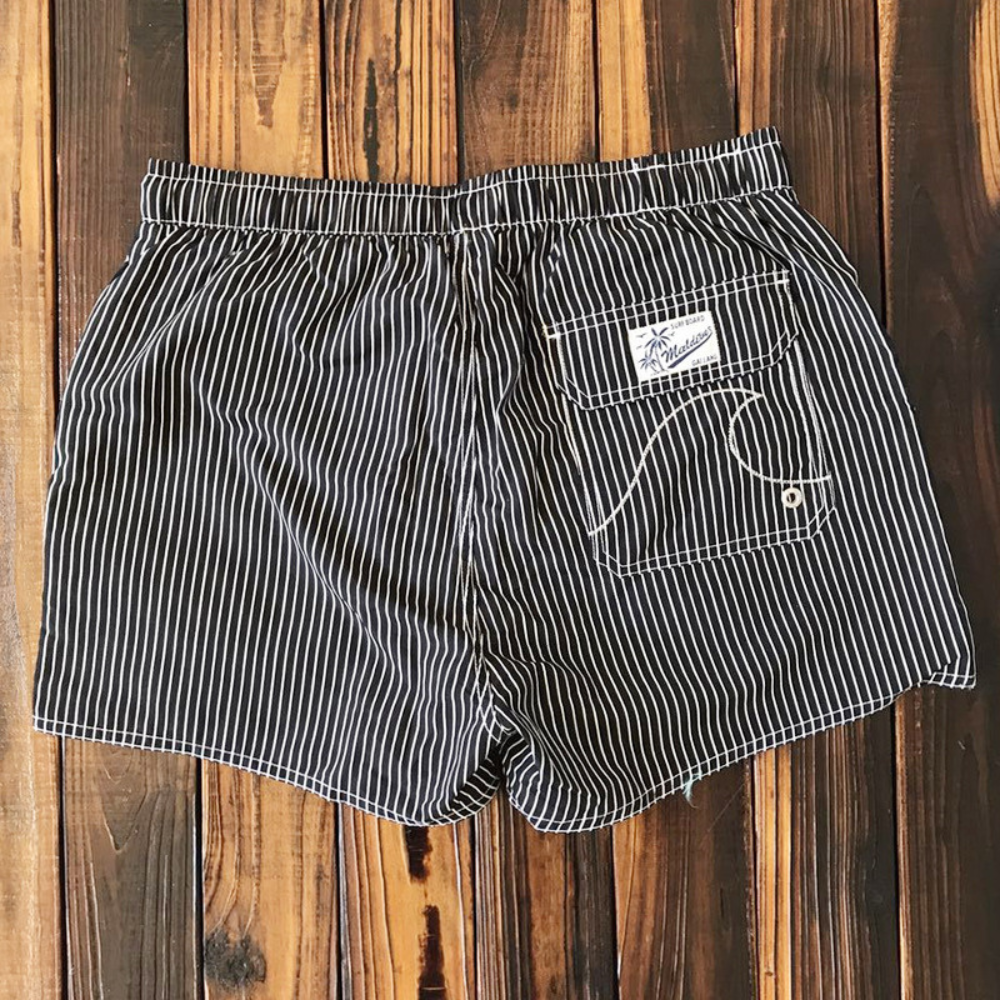 Men's Swim Shorts – Relaxed Fit – Quick-Drying – Striped Design – Elastic Waist with Drawstring
