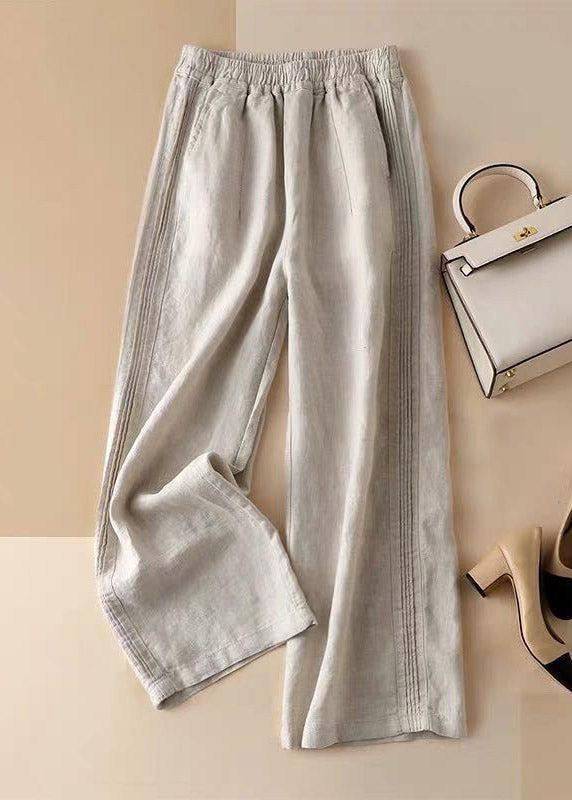 Women's Wide Leg Pants – Relaxed Fit – Elastic Waist – Lightweight Breathable Fabric
