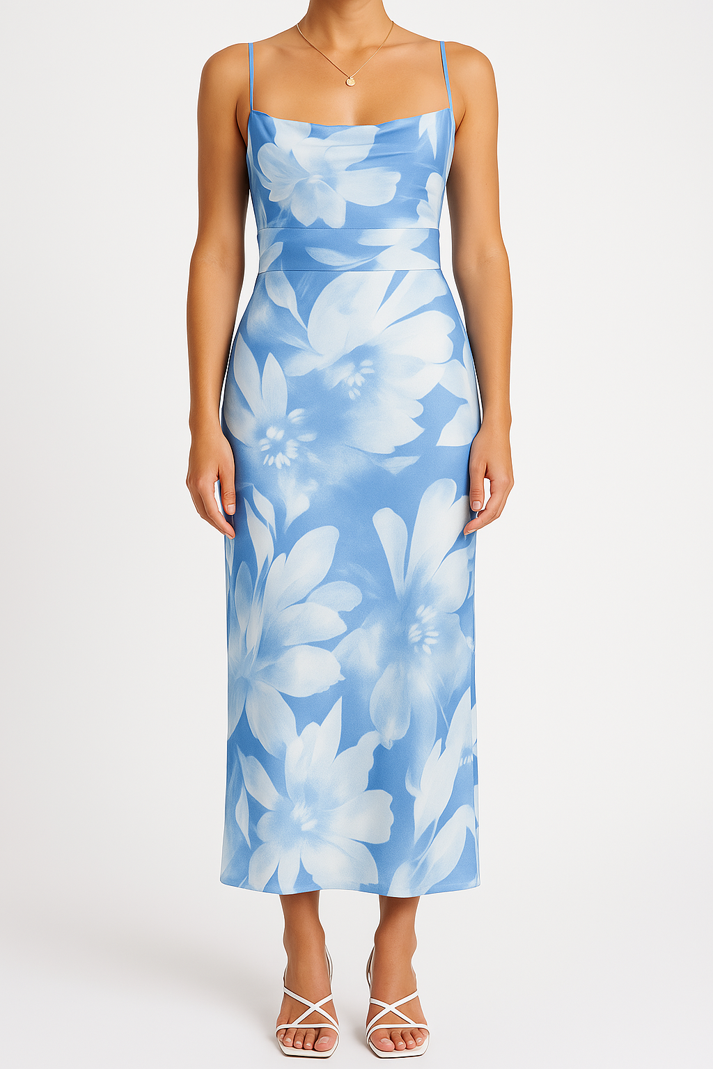 Women's Bodycon Dress – Slim Fit – Spaghetti Straps – Floral Pattern – Full Length