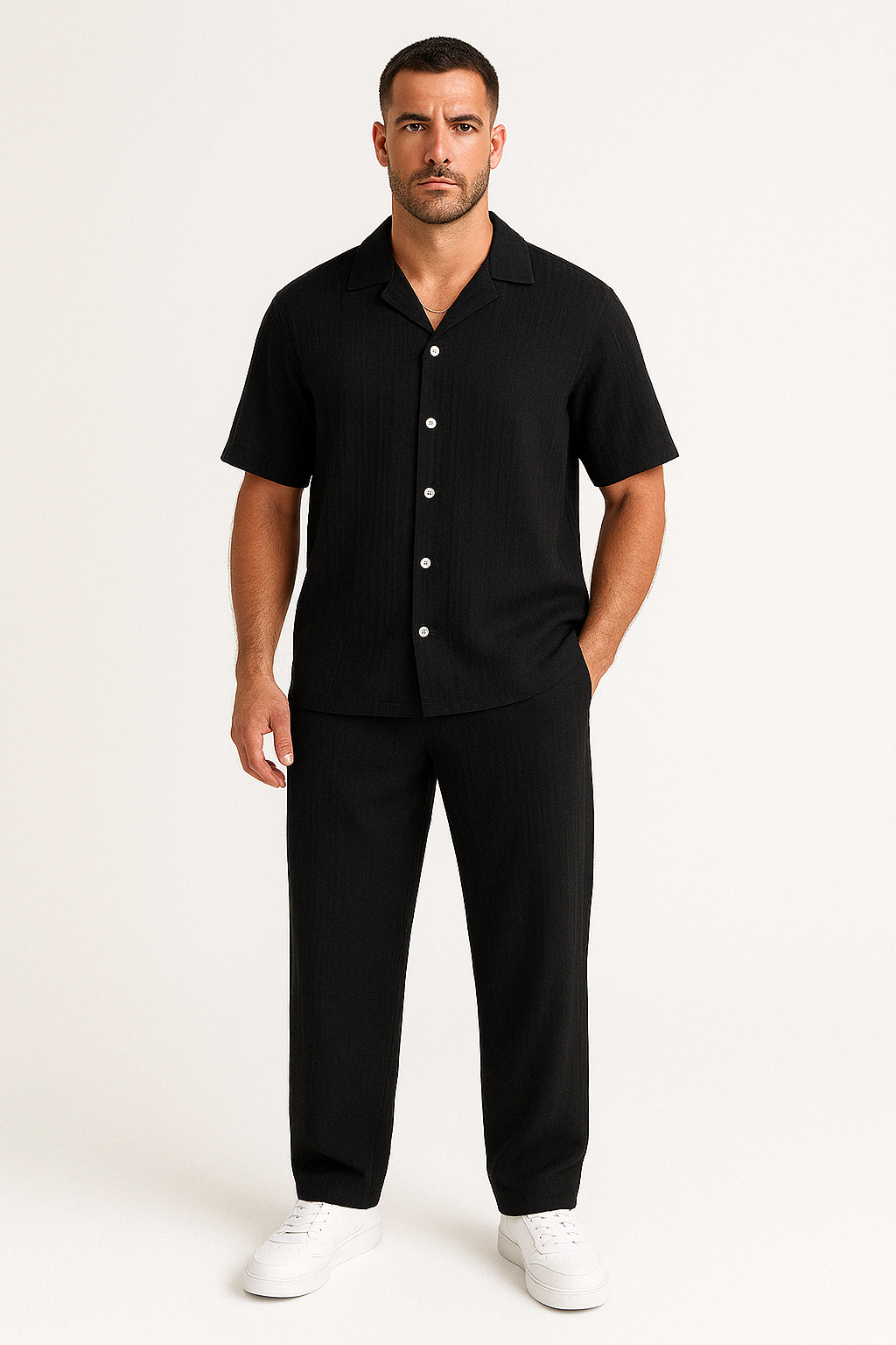 Men's Set with Shirt and Pants – Relaxed Fit – Short-Sleeved – Breathable Design