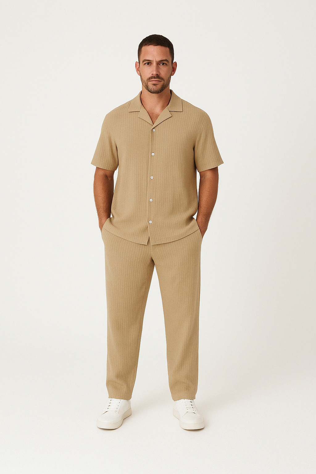 Men's Set with Shirt and Pants – Relaxed Fit – Short-Sleeved – Breathable Design