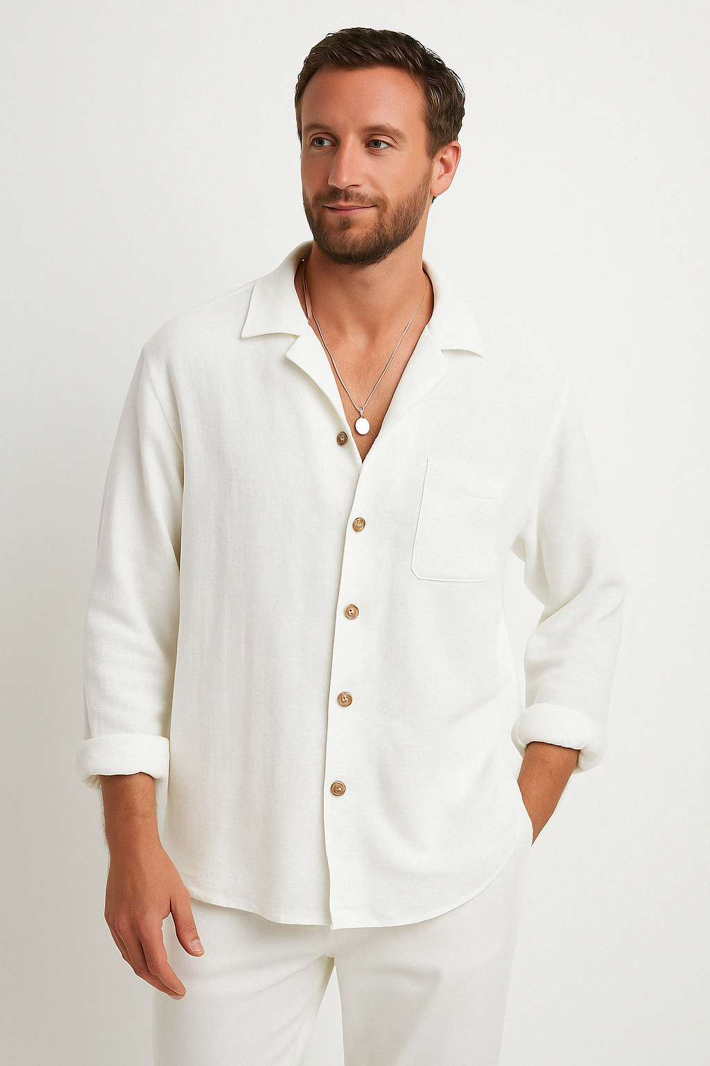 Men's Shirt – Relaxed Fit – Natural Fibers – Long Sleeves – Button Closure