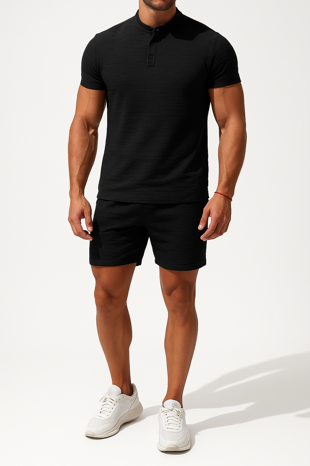 Herre Henley T-shirt – Slim Fit – Kort Ærme – Bomuld Hørblanding – Åndbar