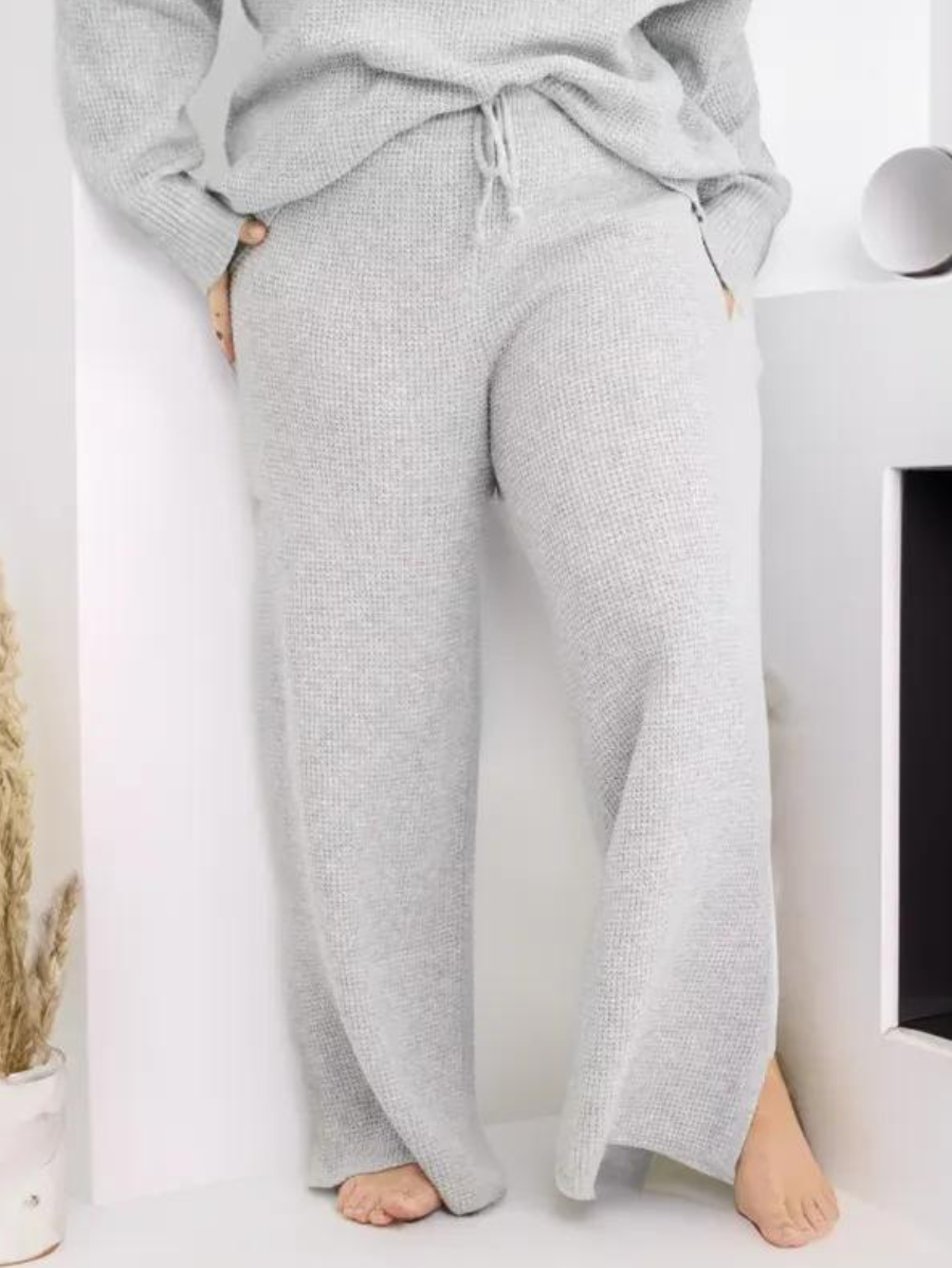 Women's Loungewear Set - Soft Knit - High Collar with Zipper - Elastic Waist