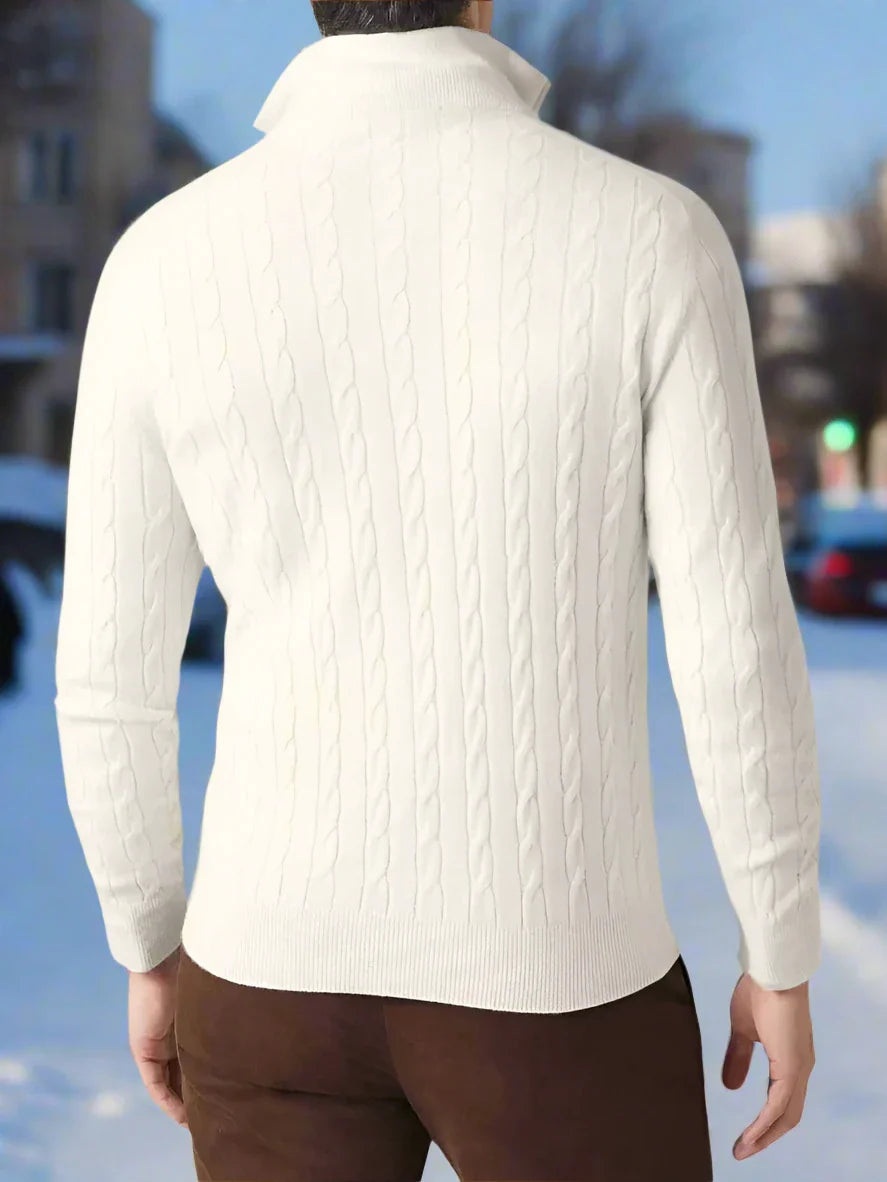Men's Sweater – Cable Knit – Half Zip – Warm and Comfortable – Long Sleeve