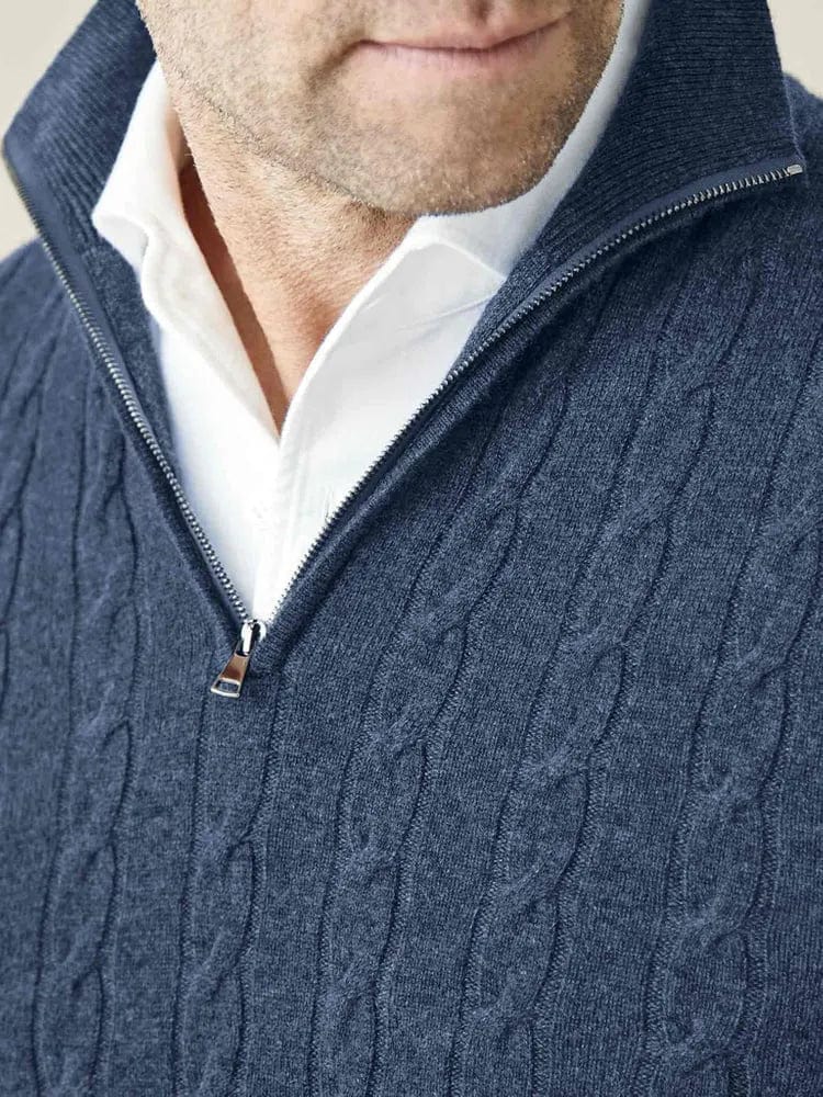 Men's Sweater – Cable Knit – Half Zip – Warm and Comfortable – Long Sleeve