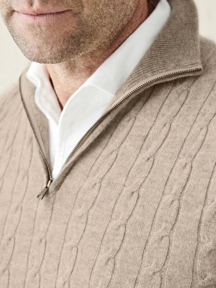 Men's Sweater – Cable Knit – Half Zip – Warm and Comfortable – Long Sleeve
