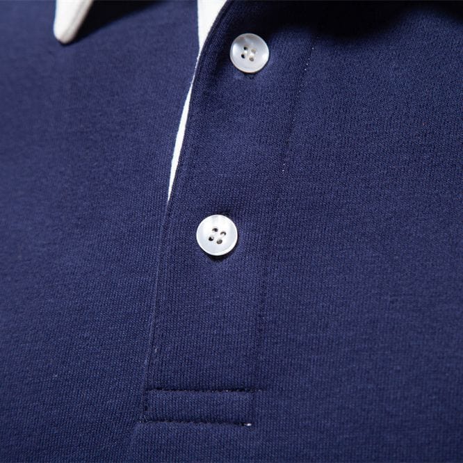 Men's Long-Sleeve Polo Shirt - Classic Collar - Button Closure - Regular Fit - Ribbed Cuffs