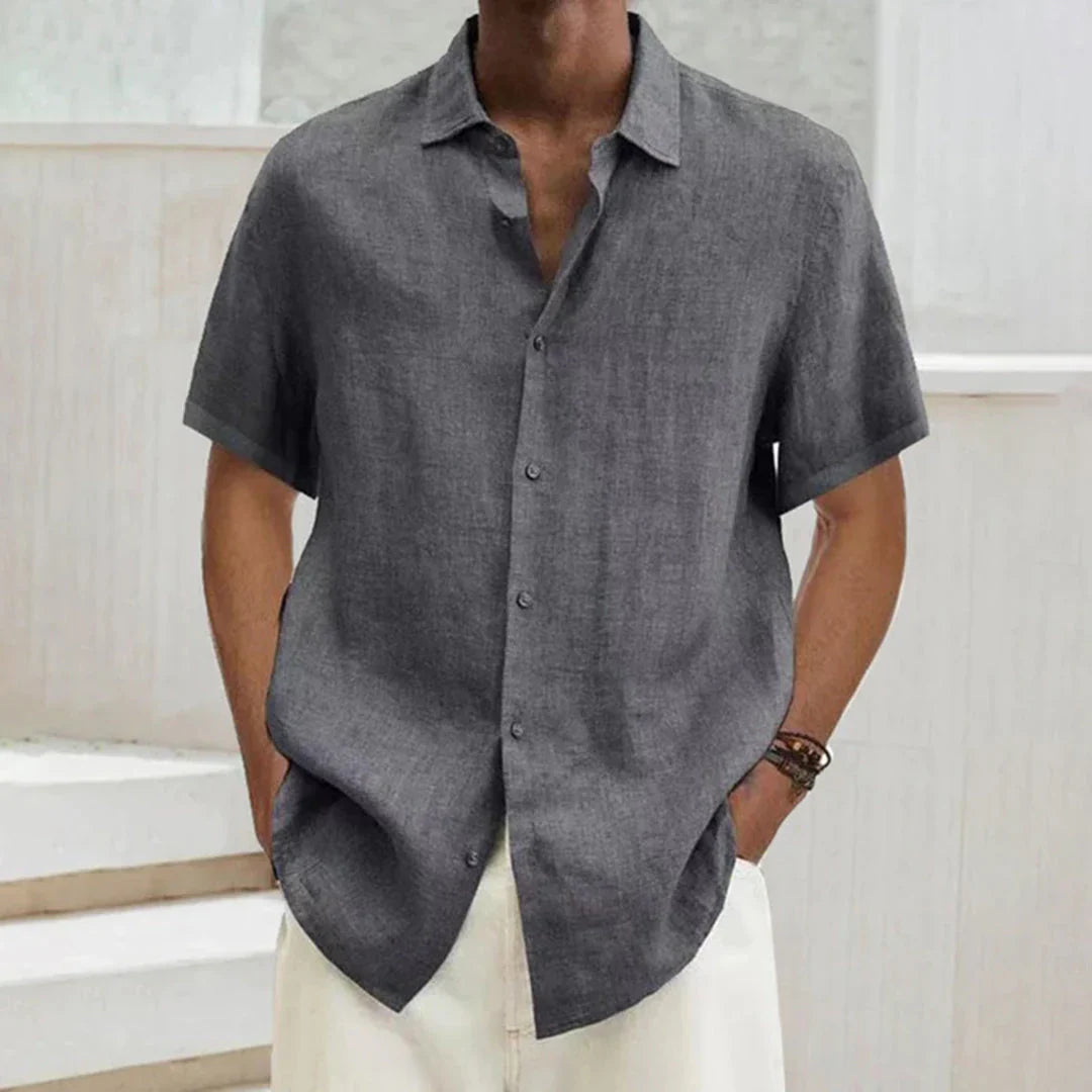 Men's Shirt – Relaxed Fit – Button Closure – Short Sleeve – Light and Breathable