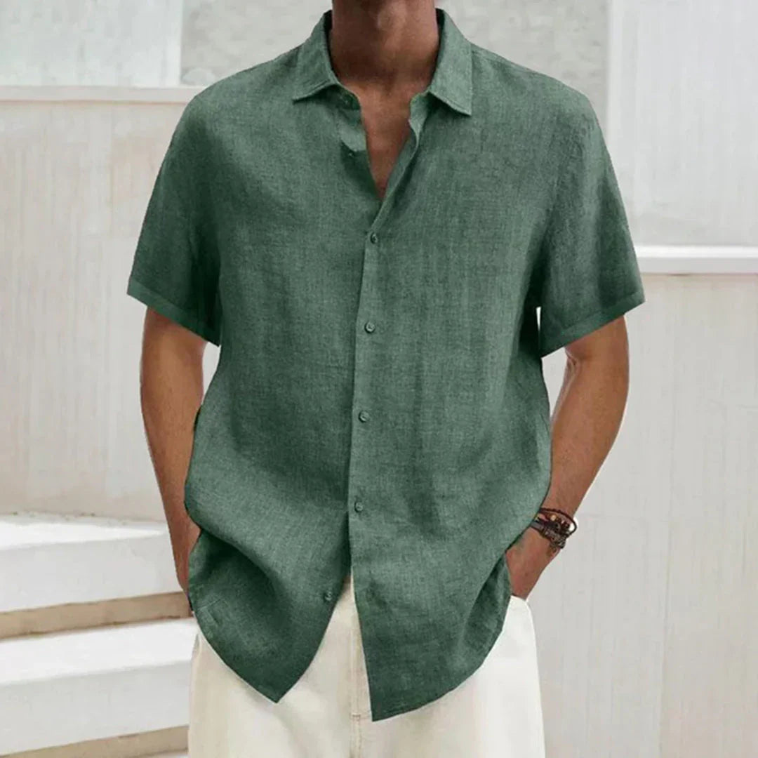 Men's Shirt – Relaxed Fit – Button Closure – Short Sleeve – Light and Breathable