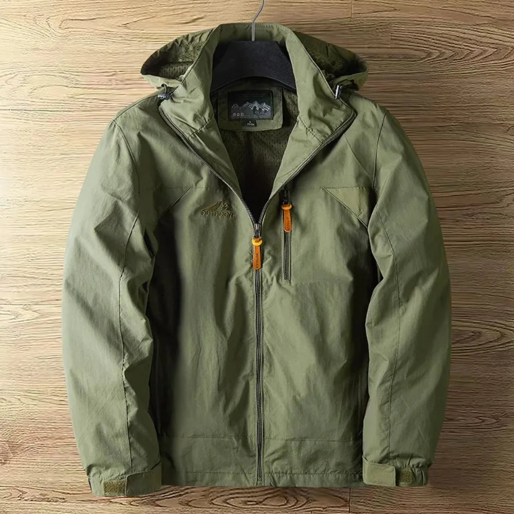 Men's Outdoor Jacket – Waterproof Breathable – Regular Fit – Hood and Zipper