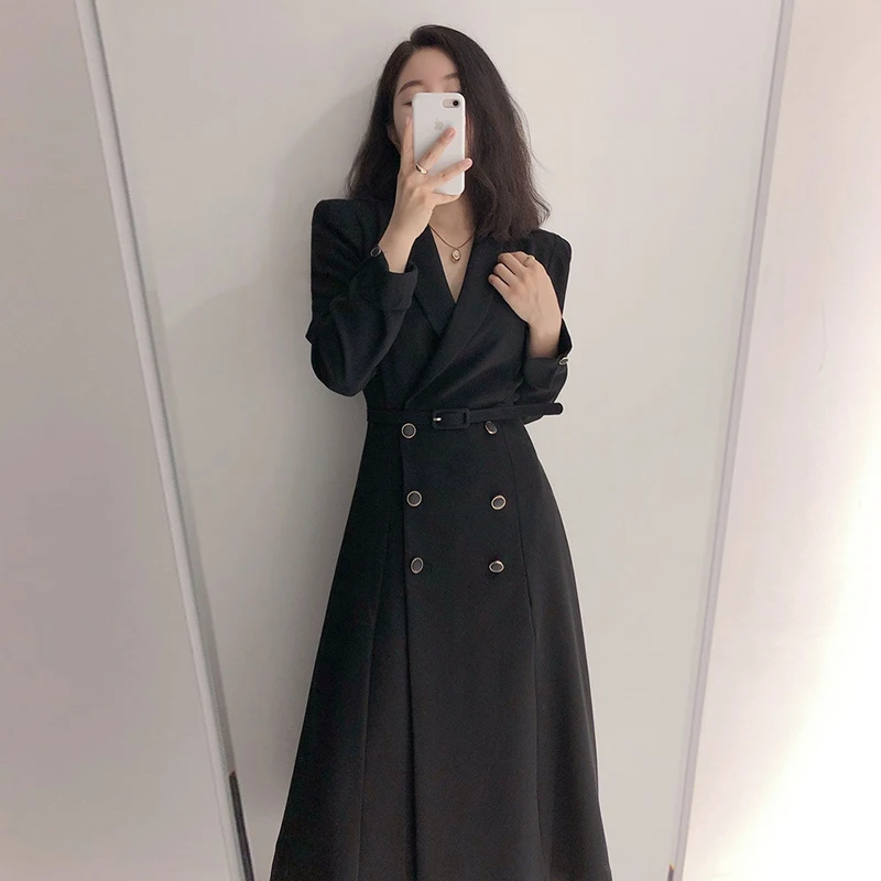 Women's Trench Coat – Tailored Fit – Double Button Closure – Long Elegant Coat