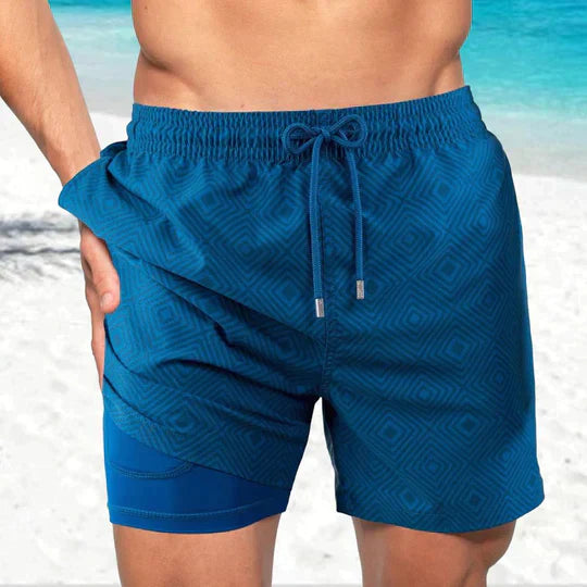 Men's Swim Shorts – Quick-Drying Lightweight Material – Medium Length Fit – Compression Lining