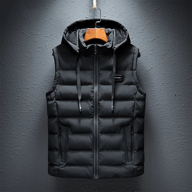 Men’s Puffer Vest - Quilted - Regular Fit - Hooded Stand Collar - Zipper Front
