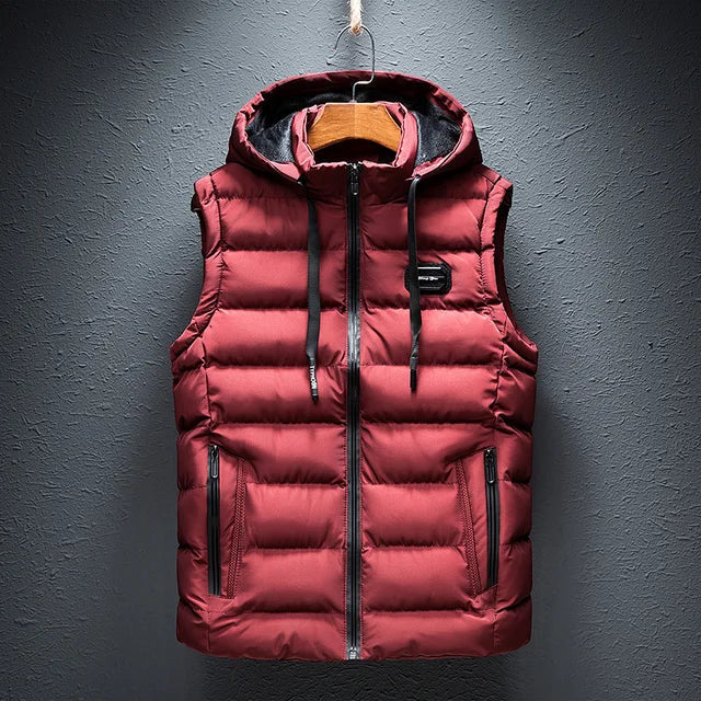 Men’s Puffer Vest - Quilted - Regular Fit - Hooded Stand Collar - Zipper Front