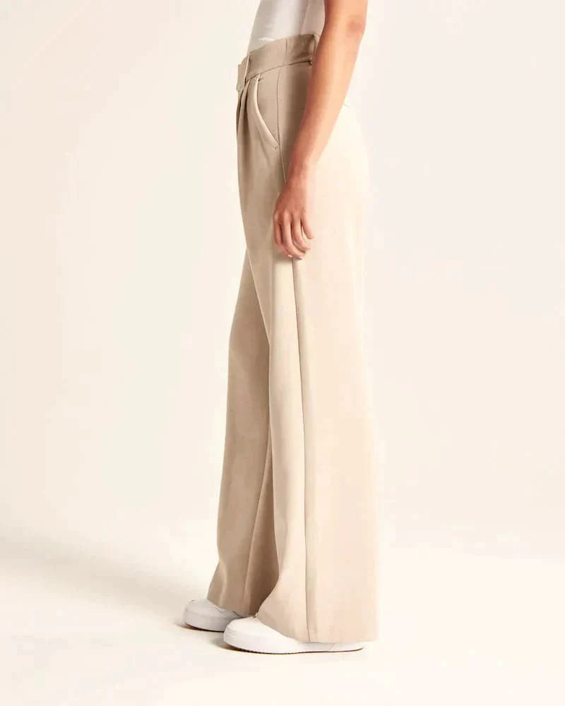 Dame Bukser - Højtaljet Wide-Leg - Komfortabelt Letvægtsstof - Elegant Pasform