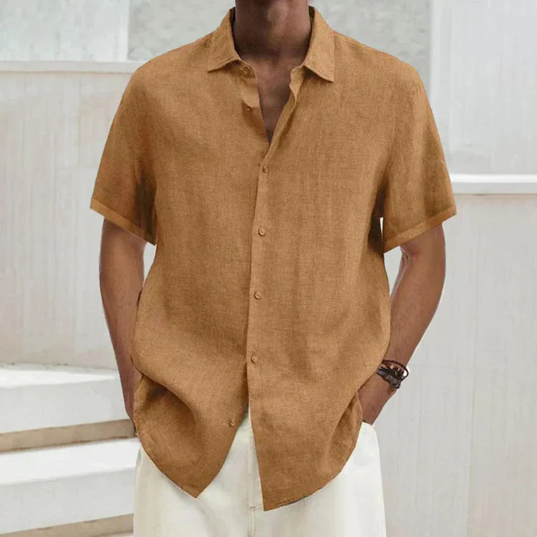 Men's Shirt – Relaxed Fit – Button Closure – Short Sleeve – Light and Breathable
